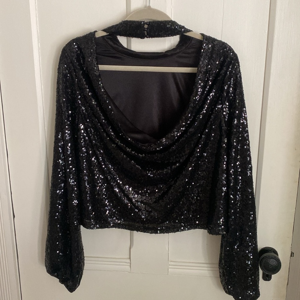 Black Sequin Top - image 5